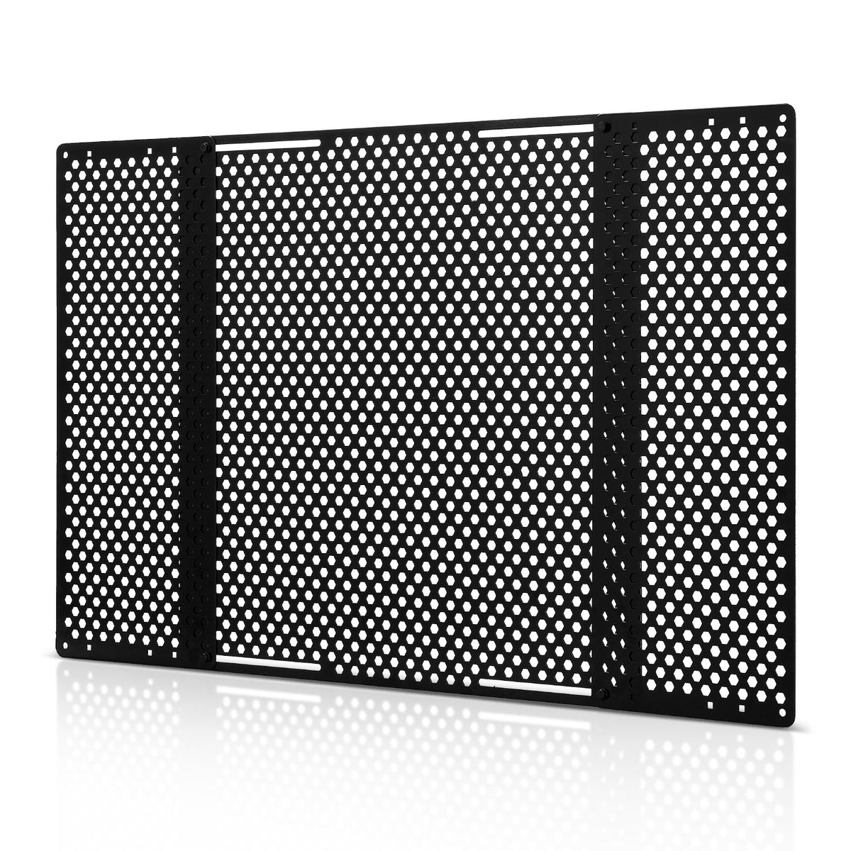 RV Screen Door Protector, Adjusts from 558.8 – 800 mm, Adjustable Door Grille, Easy to Install, Reinforced Breathable Honeycomb Holes, Iron Camper RV Entry Protector for Pet Protection, Black