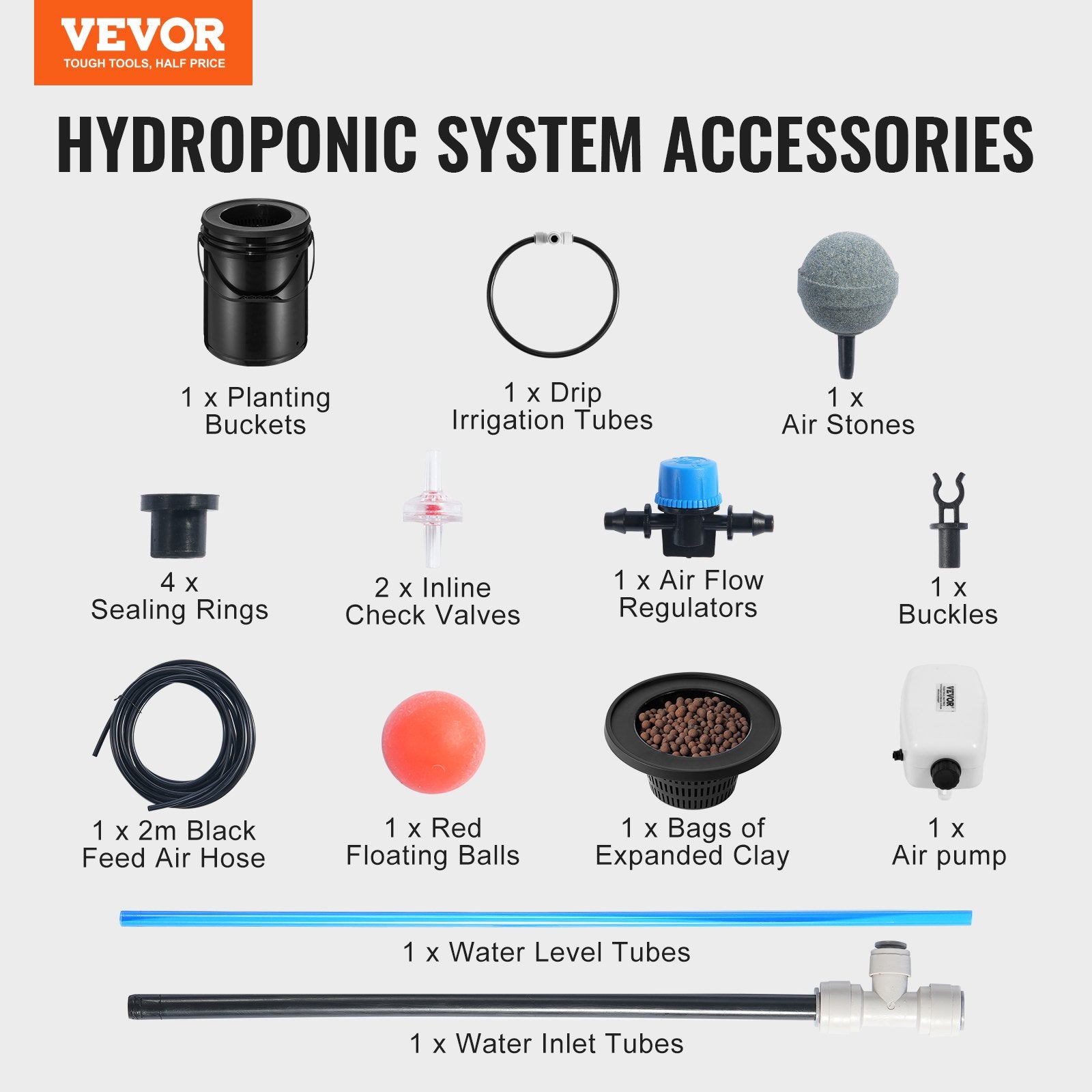Gardening Tools: VEVOR DWC Hydroponics Grow System Deep Water Culture with Top Drip 1 Bucket 20L