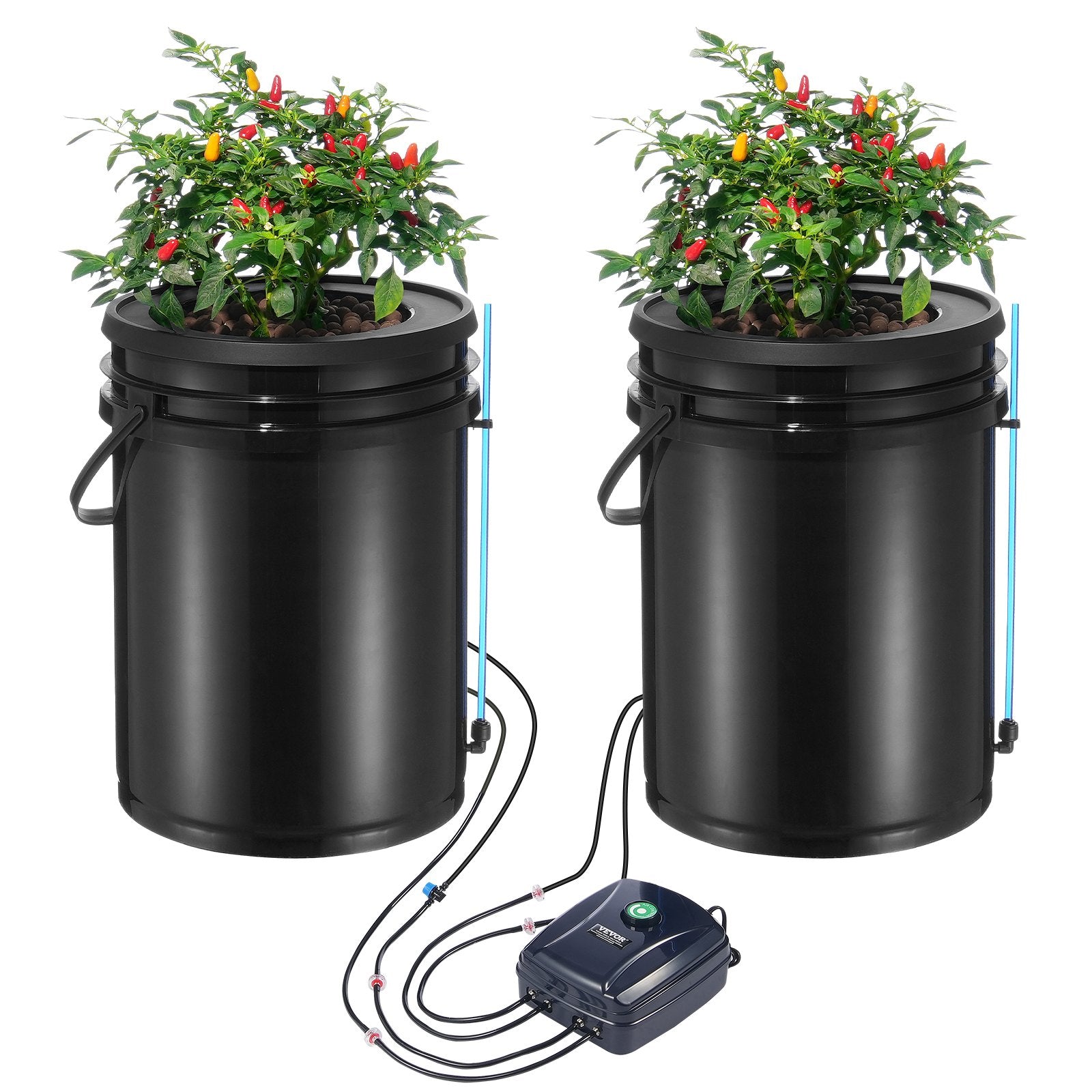 Gardening Tools: VEVOR DWC Hydroponics Grow System Deep Water Culture with Top Drip 2 Buckets