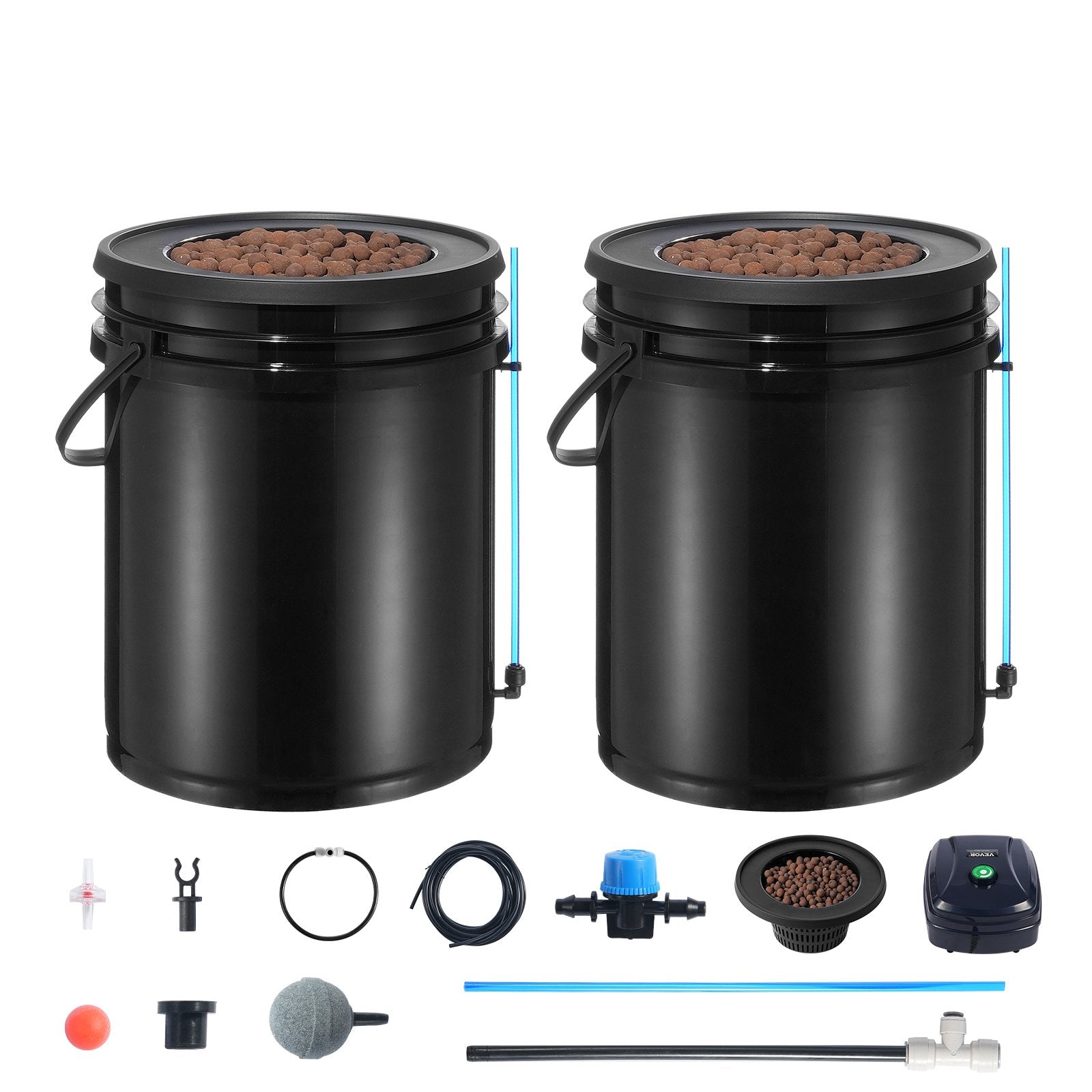 Gardening Tools: VEVOR DWC Hydroponics Grow System Deep Water Culture with Top Drip 2 Buckets