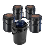 Gardening Tools: VEVOR RDWC Hydroponics Grow System, Hydroponic Growing Kit with Top Drip, Recirculating Deep Water Culture 4 Buckles and 1 Reservoir, with Air Pump and Water Level Device for Leafy Vegetables