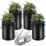 Gardening Tools: VEVOR DWC Hydroponics Grow System Deep Water Culture with Top Drip 4 Buckets