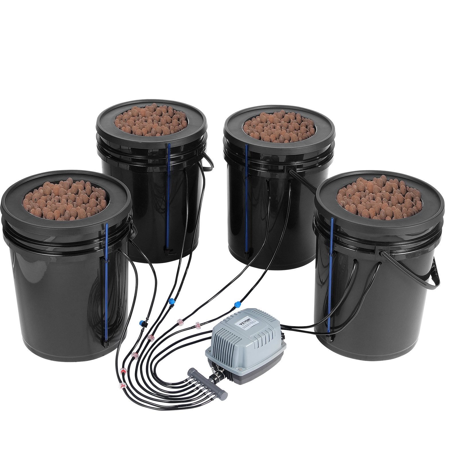 Gardening Tools: VEVOR DWC Hydroponics Grow System Deep Water Culture with Top Drip 4 Buckets