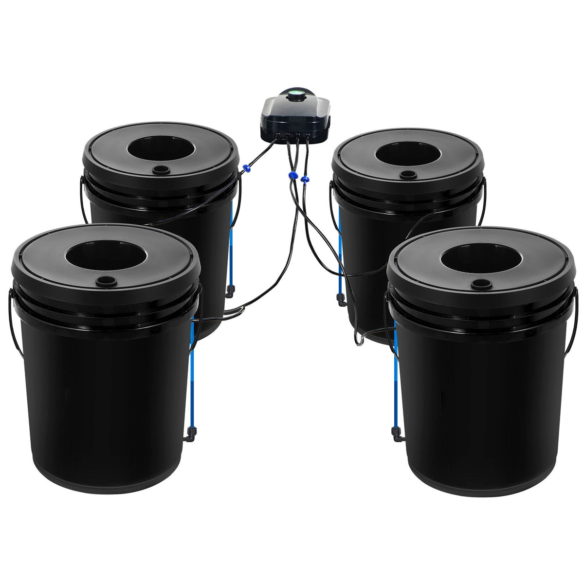 DWC Hydroponics Grow System, Hydroponic Growing System, Deep Water Culture 5-Gallon 4 Buckets, DWC System with Air Pump, Air Stones and Water Level Device for Leafy Vegetables