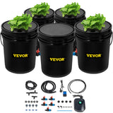 Gardening Tools: VEVOR DWC Hydroponic System, 5 Gallon 5 Buckets, Deep Water Culture Growing Bucket, Hydroponics Grow Kit with Pump, Air Stone and Connected Reservoir, for Indoor/Outdoor Leafy Vegetables