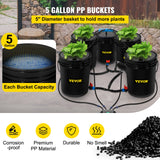 Gardening Tools: VEVOR DWC Hydroponic System, 5 Gallon 5 Buckets, Deep Water Culture Growing Bucket, Hydroponics Grow Kit with Pump, Air Stone and Connected Reservoir, for Indoor/Outdoor Leafy Vegetables