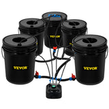 Gardening Tools: VEVOR DWC Hydroponic System, 5 Gallon 5 Buckets, Deep Water Culture Growing Bucket, Hydroponics Grow Kit with Pump, Air Stone and Connected Reservoir, for Indoor/Outdoor Leafy Vegetables