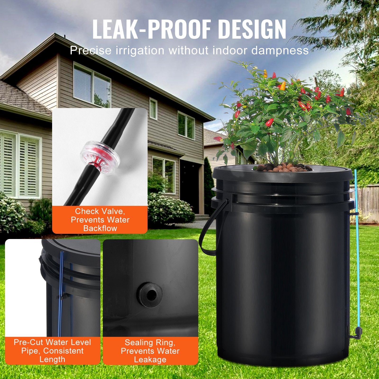 Gardening Tools: VEVOR DWC Hydroponics Grow System Deep Water Culture 8 Buckets with Air Pump
