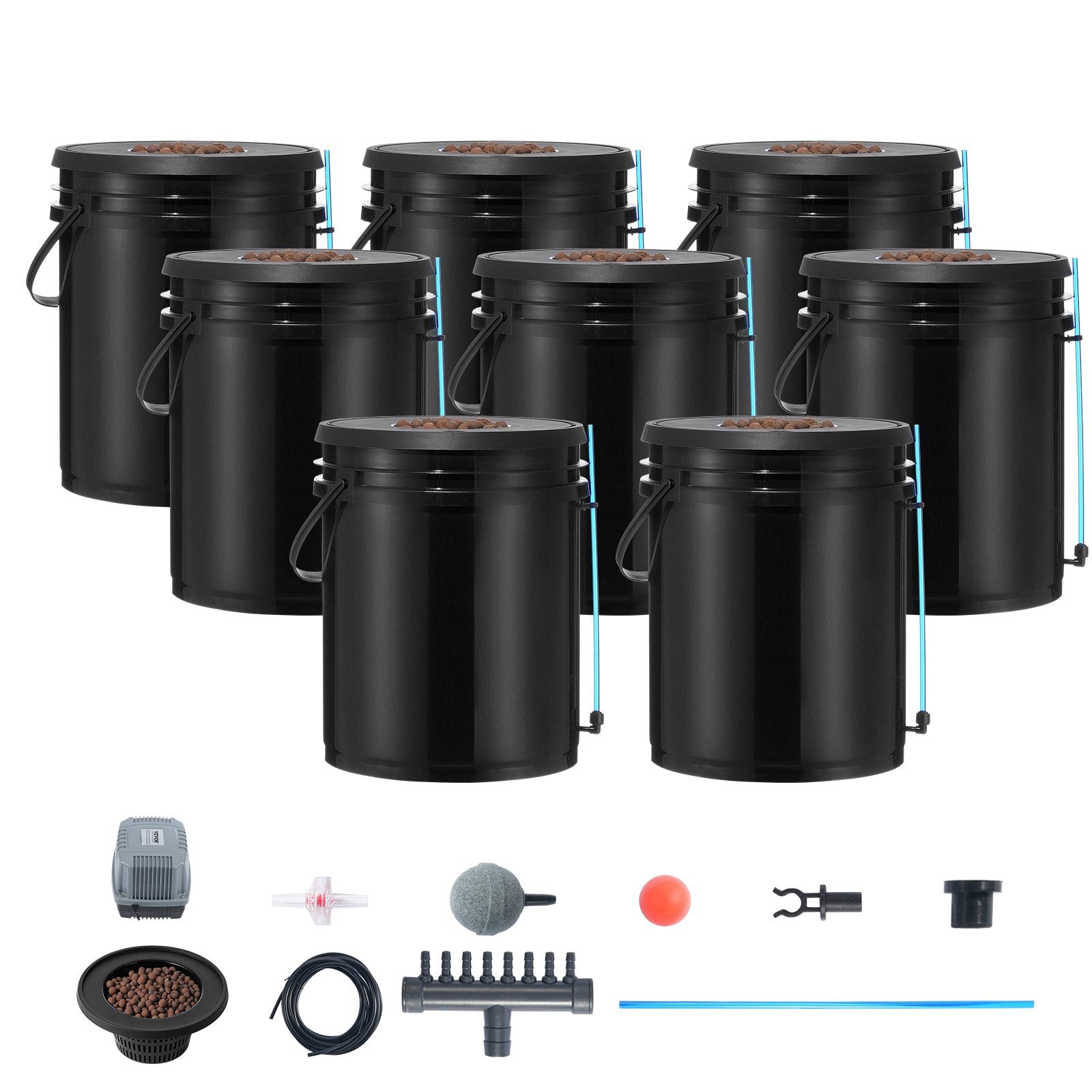 Gardening Tools: VEVOR DWC Hydroponics Grow System Deep Water Culture 8 Buckets with Air Pump