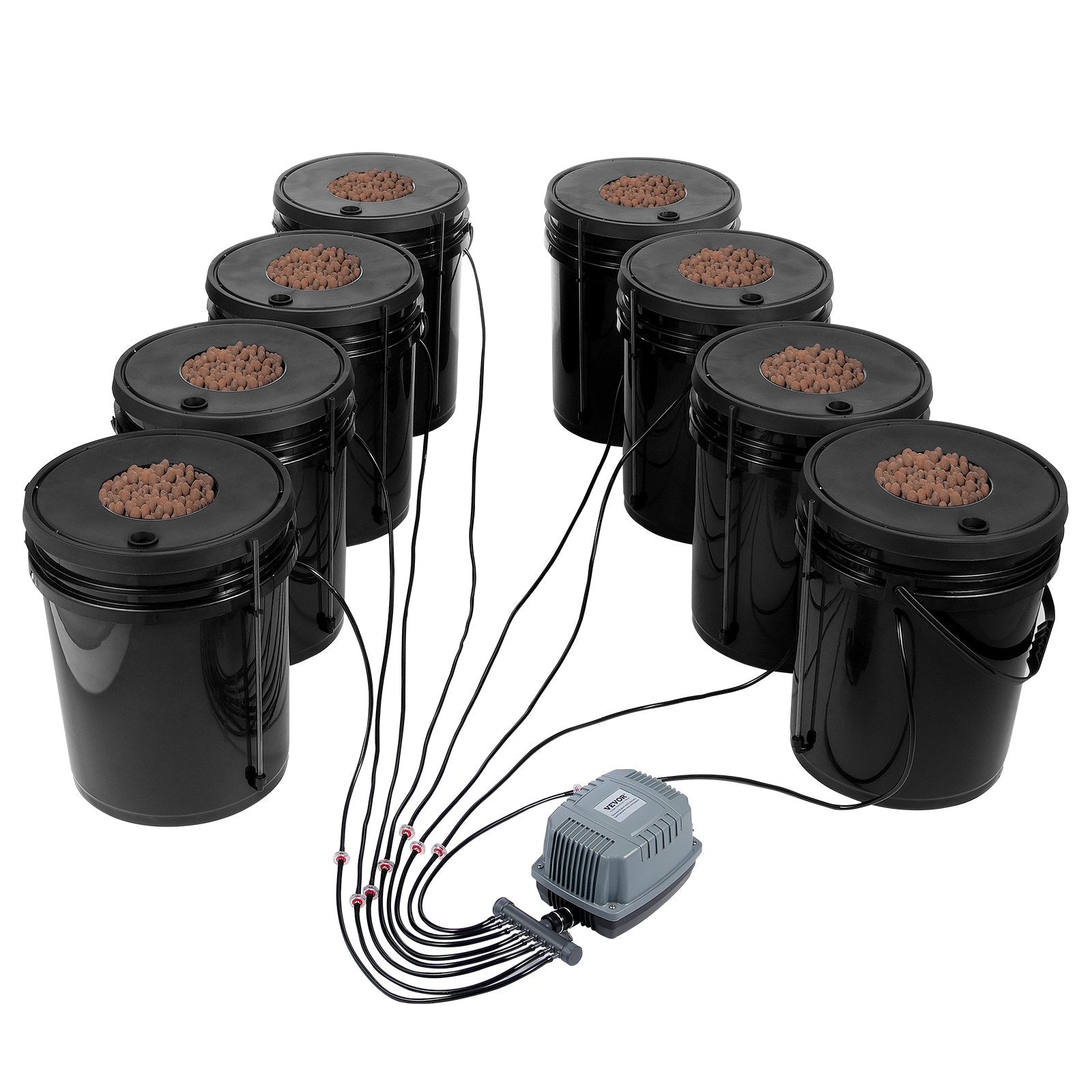 Gardening Tools: VEVOR DWC Hydroponics Grow System Deep Water Culture 8 Buckets with Air Pump