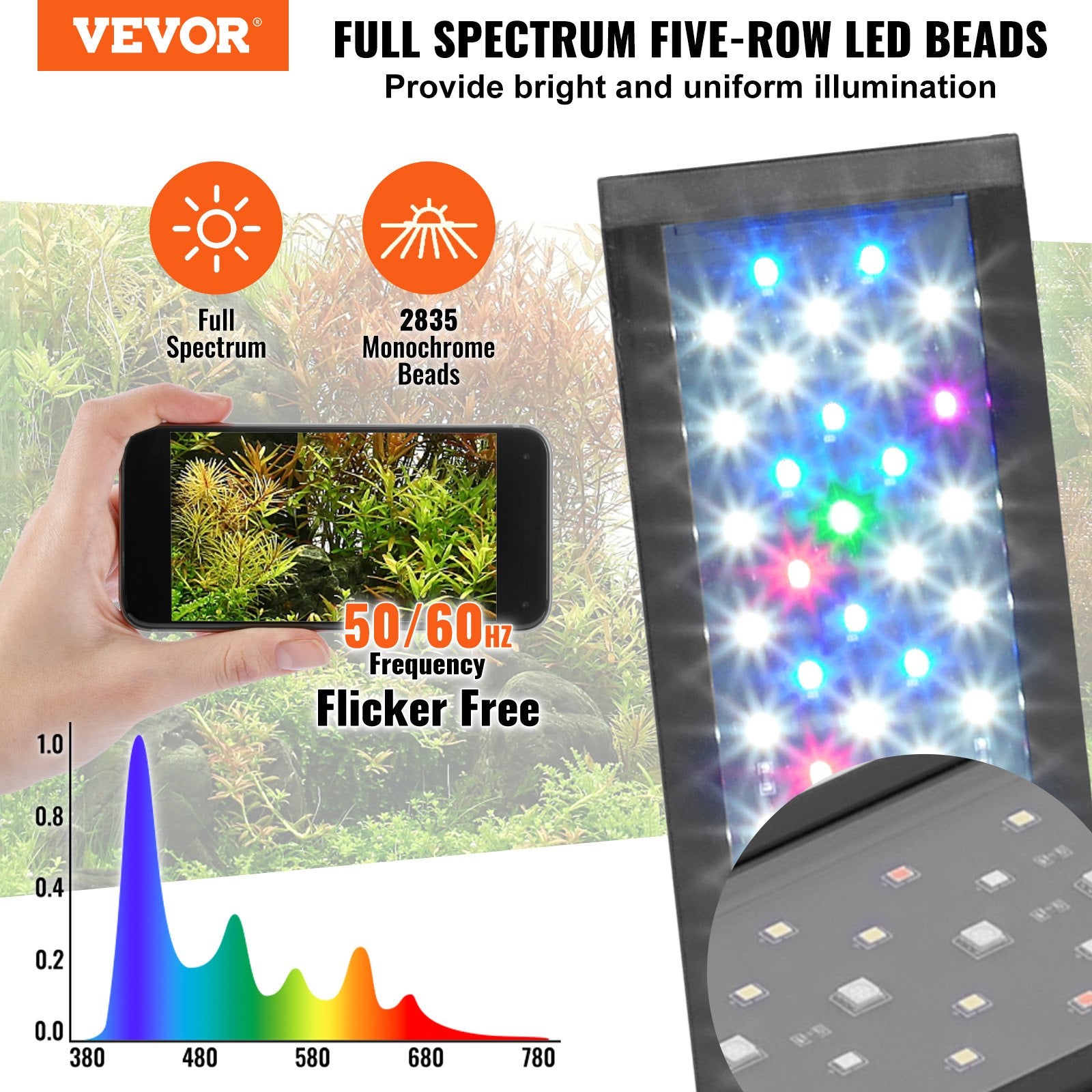 Aquarium Lighting: VEVOR Aquarium Light 26W Full Spectrum Aquarium LED Lights for 36"-42" Fish Tank