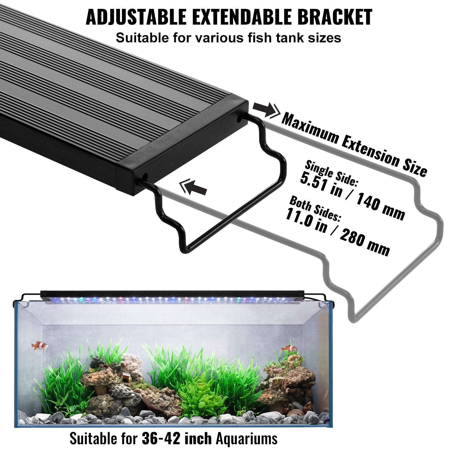 Aquarium Lighting: VEVOR Aquarium Light 26W Full Spectrum Aquarium LED Lights for 36"-42" Fish Tank