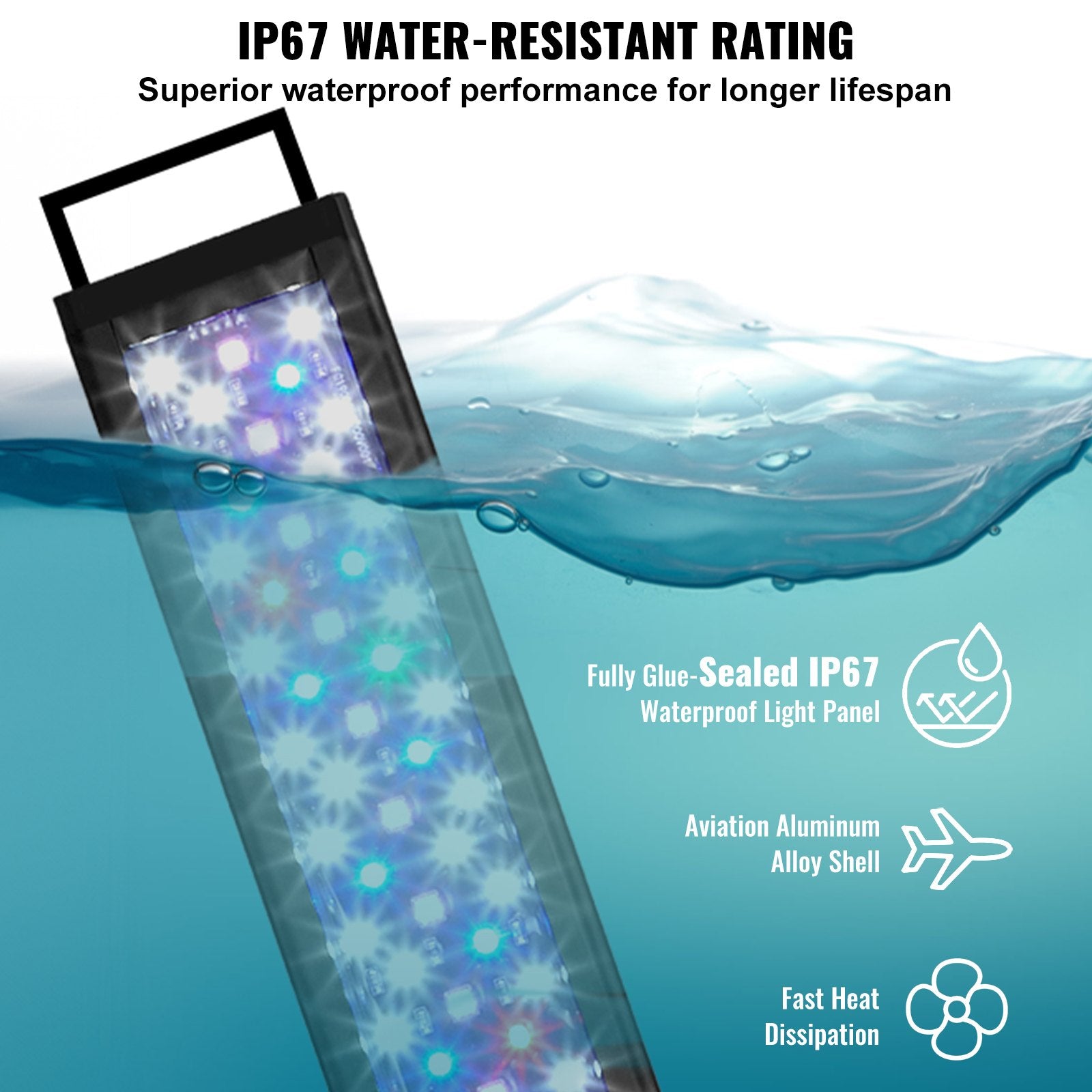 Aquarium Light, 48W Full Spectrum Fish Tank Light with 24/7 Natural Mode, Adjustable Timer & 5-Level Brightness, with Aluminum Alloy Shell Extendable Brackets for 48"-54" Freshwater Planted Tank
