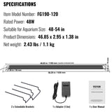 Gardening Tools: VEVOR Aquarium Light, 48W Full Spectrum Fish Tank Light with 24/7 Natural Mode, Adjustable Timer & 5-Level Brightness, with Aluminum Alloy Shell Extendable Brackets for 48"-54" Freshwater Planted Tank