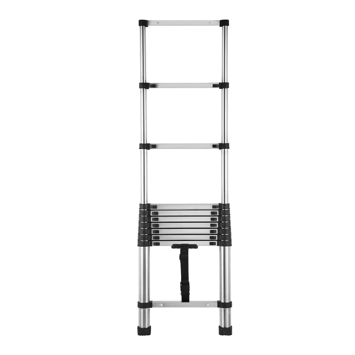 Telescoping Ladder, 2540mm Stainless Steel Lightweight Extension Ladder, Multi-Button Retraction Collapsible Ladders, 150 kg Capacity & Non-Slip Feet, Portable 9-Step Ladders for Home RV Loft