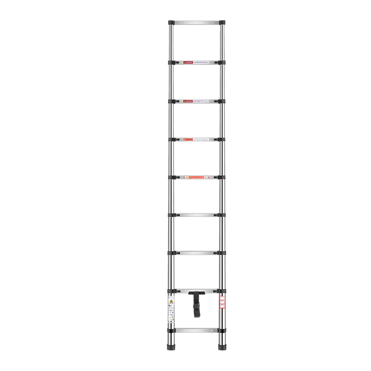 Telescoping Ladder, 2540mm Stainless Steel Lightweight Extension Ladder, Multi-Button Retraction Collapsible Ladders, 150 kg Capacity & Non-Slip Feet, Portable 9-Step Ladders for Home RV Loft