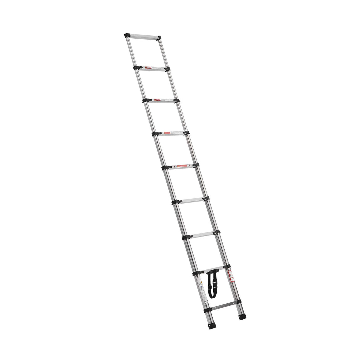 Telescoping Ladder, 2540mm Stainless Steel Lightweight Extension Ladder, Multi-Button Retraction Collapsible Ladders, 150 kg Capacity & Non-Slip Feet, Portable 9-Step Ladders for Home RV Loft