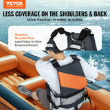 Life Jackets: VEVOR Life Vest for Watersports (PFD), Life Jacket with Waterproof Nylon & 96N Buoyancy, Life Vest/Jacket for Any Water Activity-Fishing, Kayaking, Surfing and More, Men and Women L