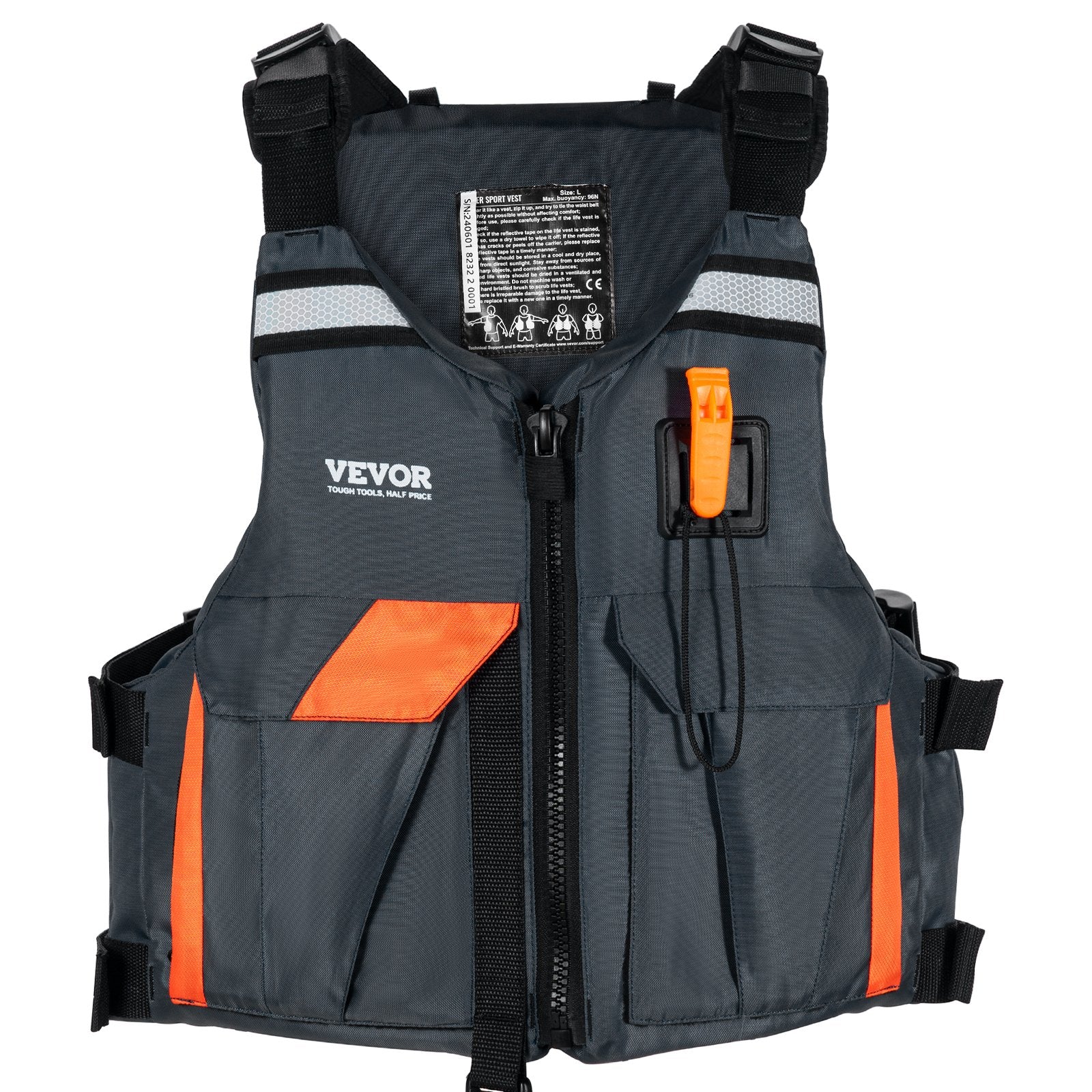 Life Jackets: VEVOR Life Vest for Watersports (PFD), Life Jacket with Waterproof Nylon & 96N Buoyancy, Life Vest/Jacket for Any Water Activity-Fishing, Kayaking, Surfing and More, Men and Women L
