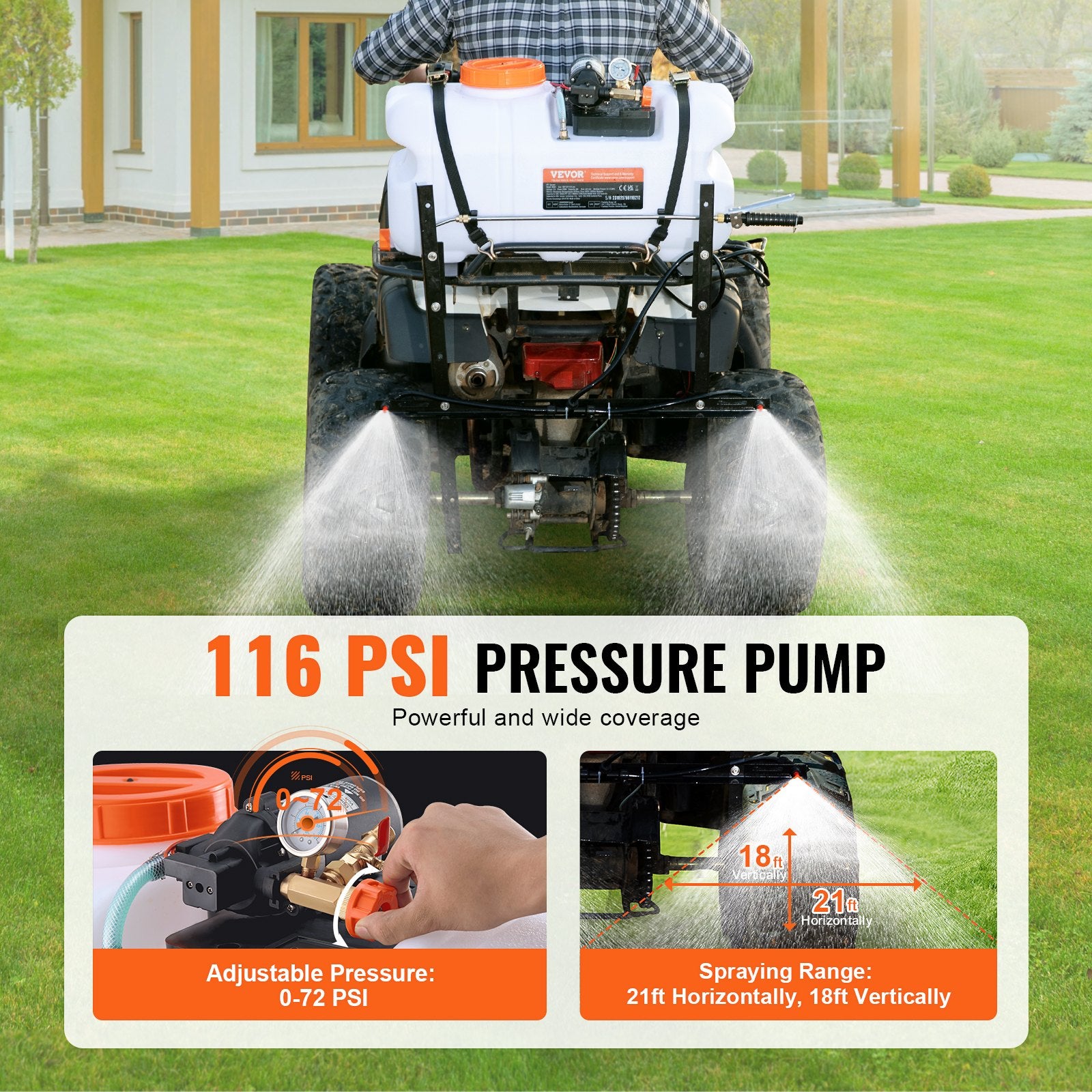 Herbicides: VEVOR ATV Sprayer 60 L/15.9 Gal ATV/UTV Spot Sprayer with A Nozzle Boom 1.9 GPM