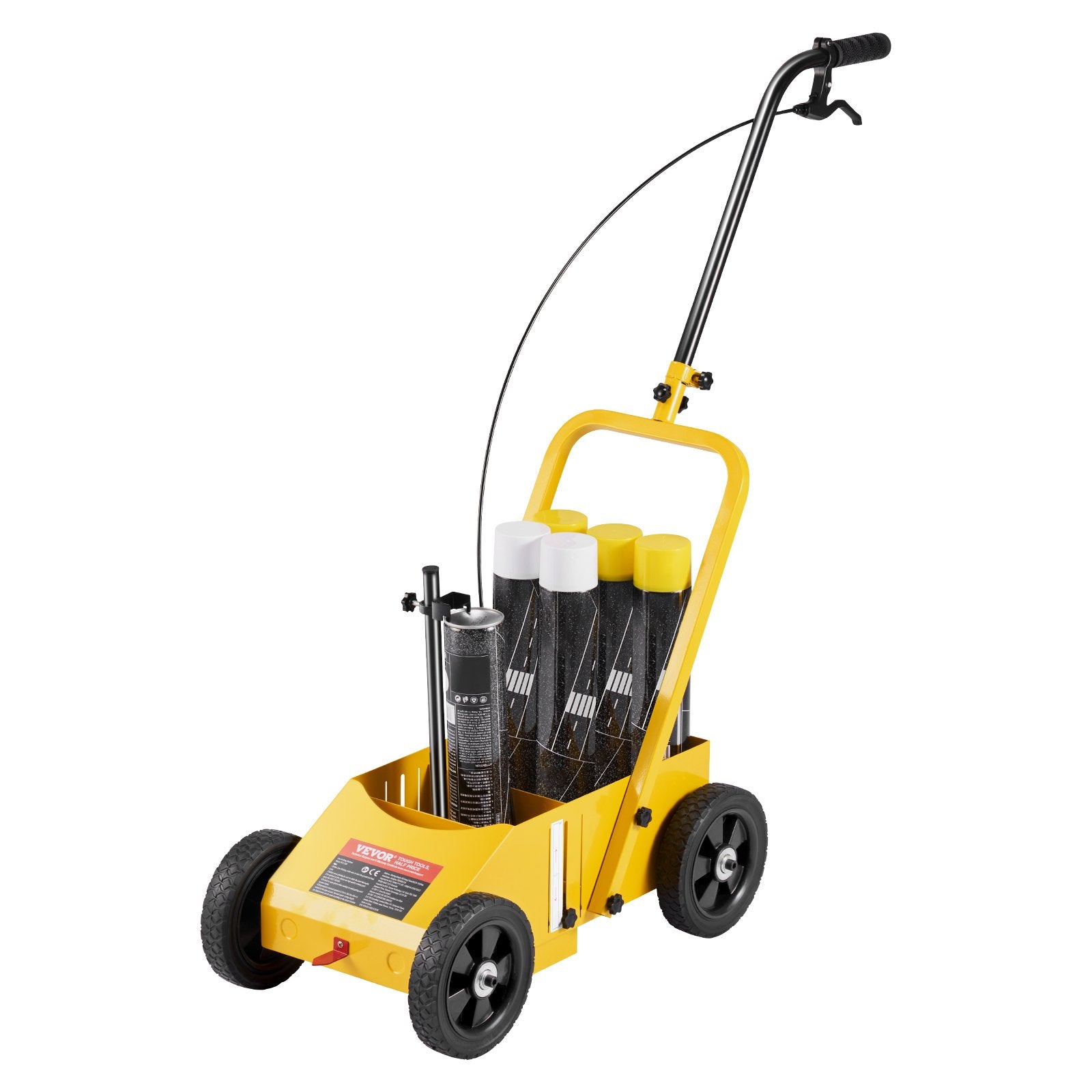 Label Makers: VEVOR Striping Line Marking Machine, 610 x 330 x 900 mm, 4-Wheel, Heavy Duty Striping Line Machine with 56-102 mm Adjustable Width, Make Clear Edge Line for Roads, Parking Lots, Sports Field, Yellow