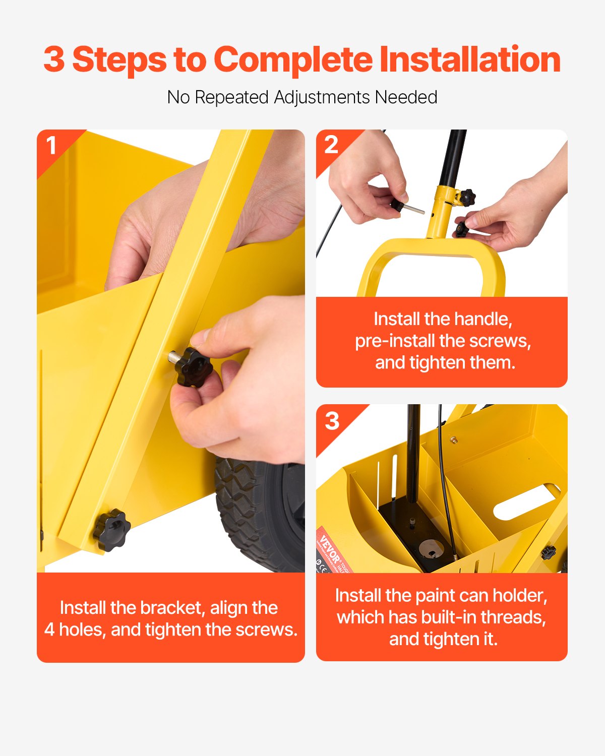 Label Makers: VEVOR Striping Line Marking Machine, 610 x 330 x 900 mm, 4-Wheel, Heavy Duty Striping Line Machine with 56-102 mm Adjustable Width, Make Clear Edge Line for Roads, Parking Lots, Sports Field, Yellow