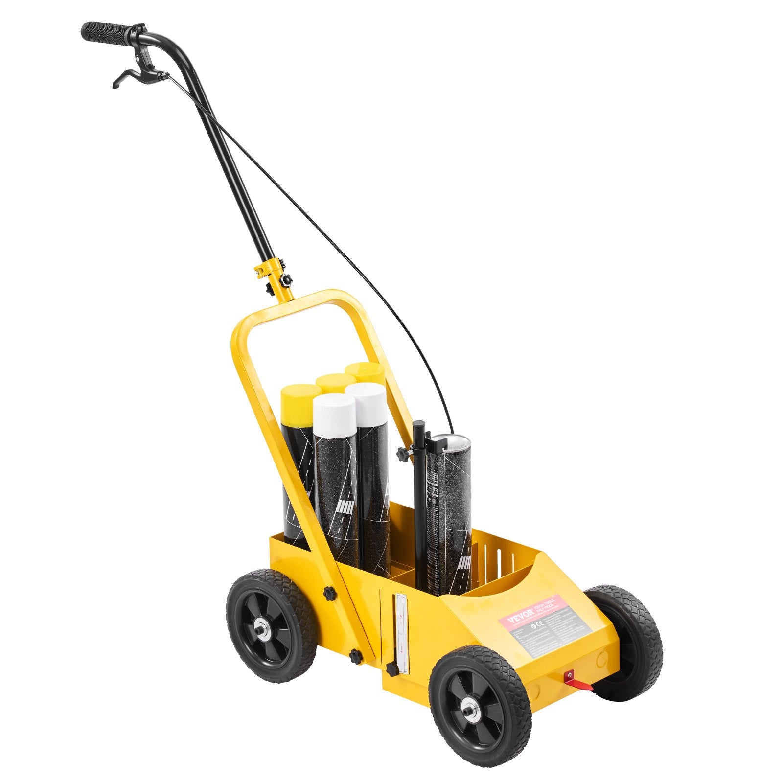 Label Makers: VEVOR Striping Line Marking Machine, 610 x 330 x 900 mm, 4-Wheel, Heavy Duty Striping Line Machine with 56-102 mm Adjustable Width, Make Clear Edge Line for Roads, Parking Lots, Sports Field, Yellow