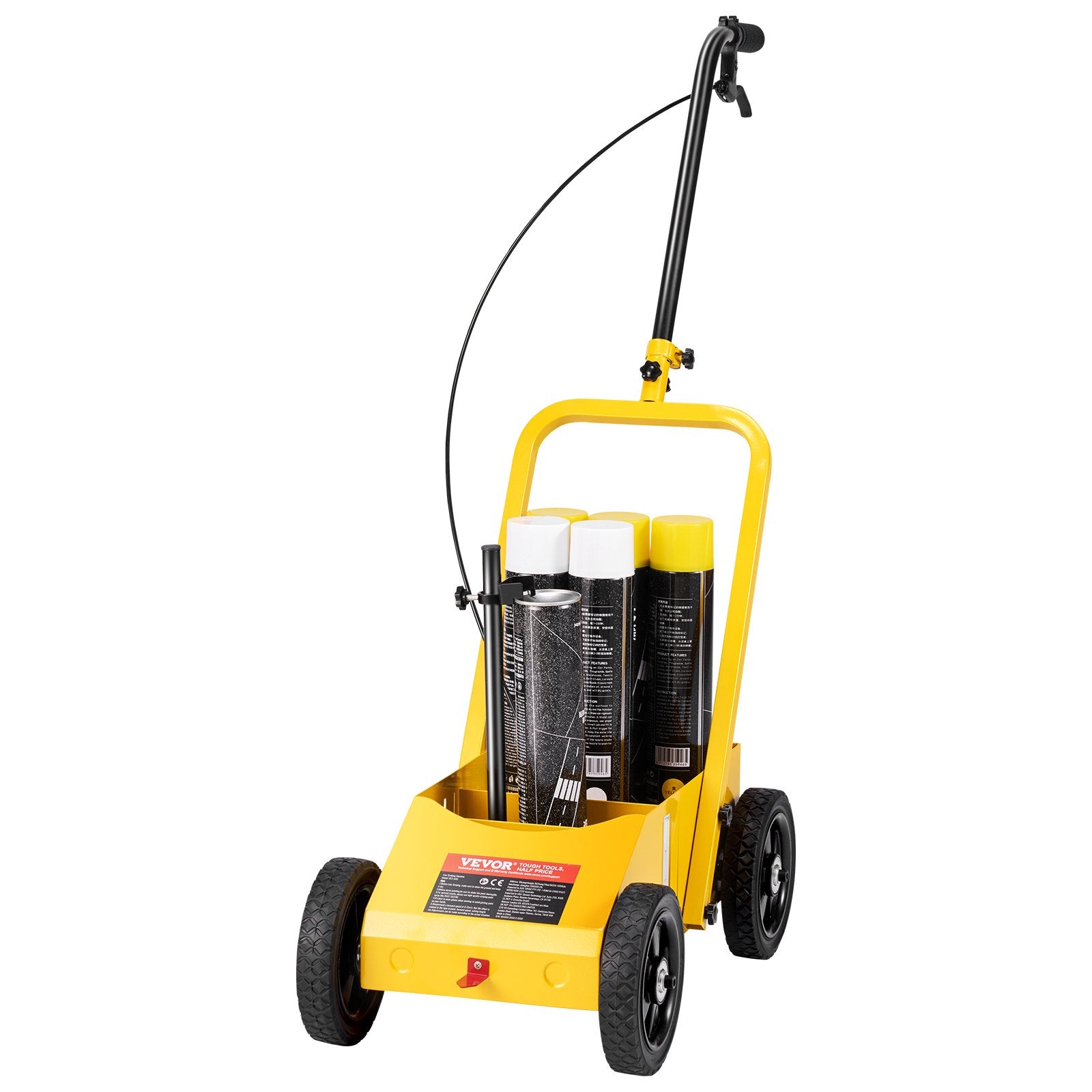 Label Makers: VEVOR Striping Line Marking Machine, 610 x 330 x 900 mm, 4-Wheel, Heavy Duty Striping Line Machine with 56-102 mm Adjustable Width, Make Clear Edge Line for Roads, Parking Lots, Sports Field, Yellow