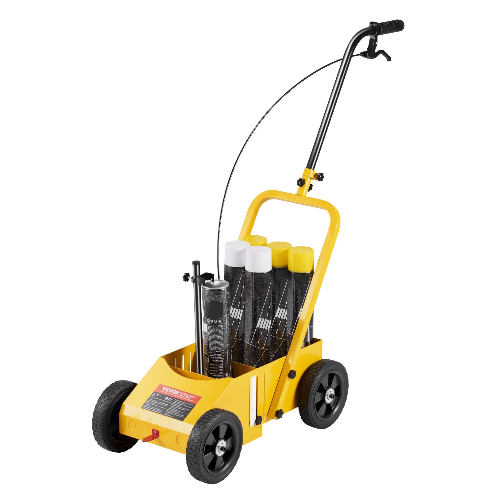 Label Makers: VEVOR Striping Line Marking Machine, 610 x 330 x 900 mm, 4-Wheel, Heavy Duty Striping Line Machine with 56-102 mm Adjustable Width, Make Clear Edge Line for Roads, Parking Lots, Sports Field, Yellow