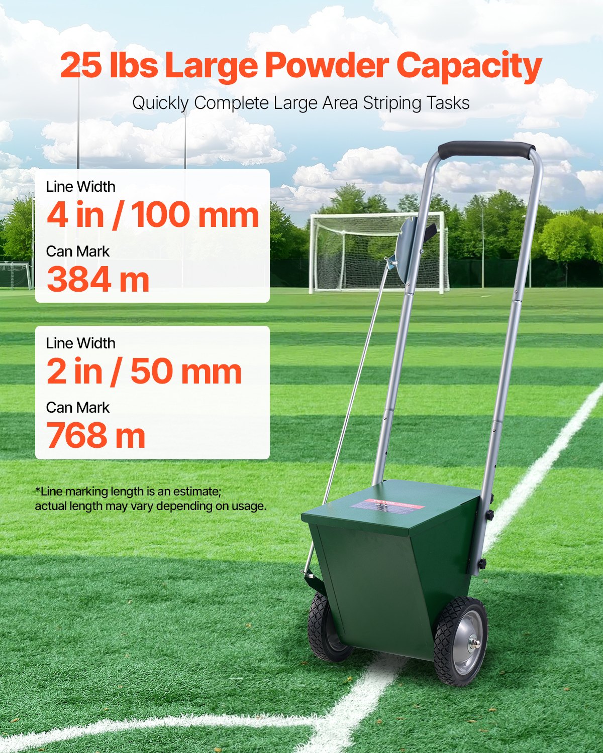 Dry Line Marker 2-Wheel 50 or 100 mm Lines Heavy Duty Steel Chalker 11.3kg