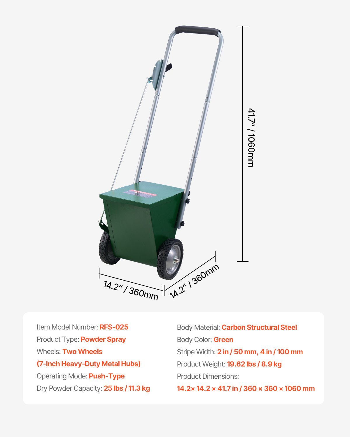 Dry Line Marker 2-Wheel 50 or 100 mm Lines Heavy Duty Steel Chalker 11.3kg