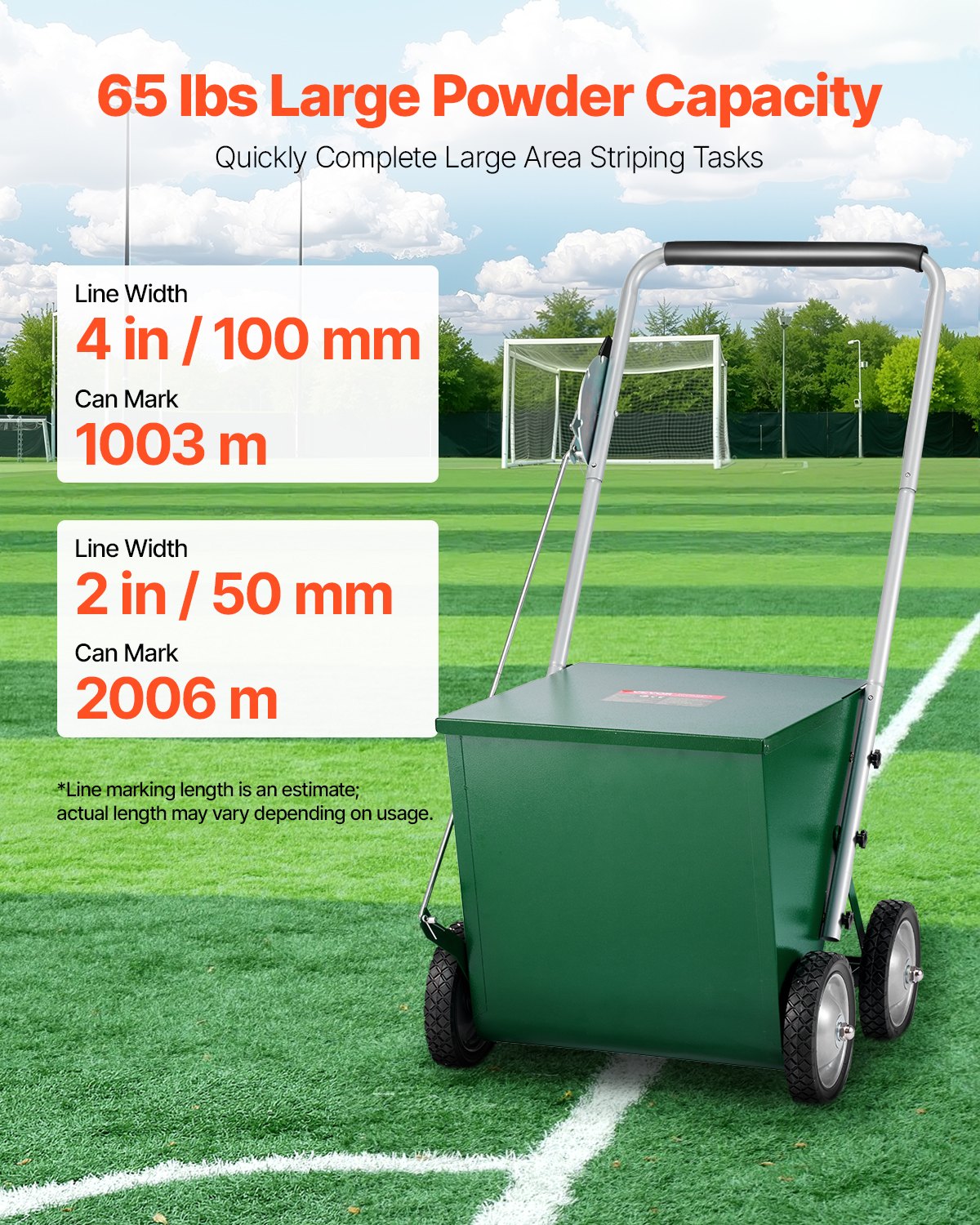 Hand Tools: VEVOR Dry Line Marker 4-Wheel 50 or 100 mm Lines Heavy Duty Steel Chalker 29.5kg