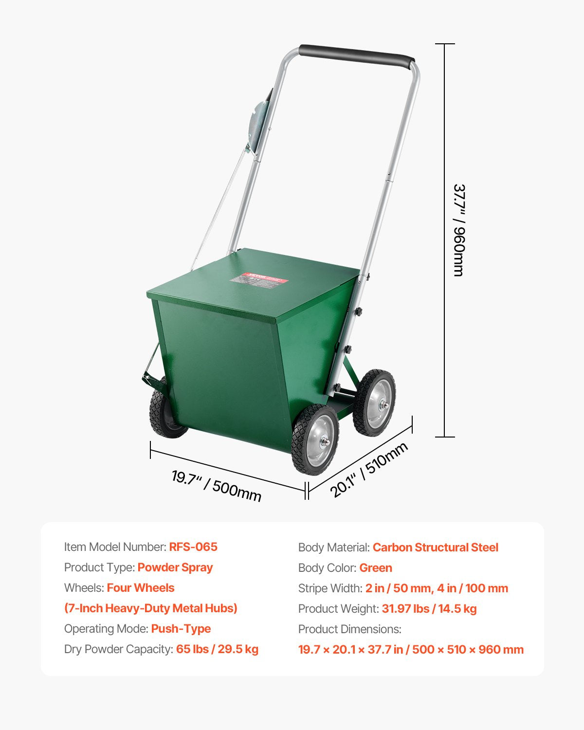 Hand Tools: VEVOR Dry Line Marker 4-Wheel 50 or 100 mm Lines Heavy Duty Steel Chalker 29.5kg
