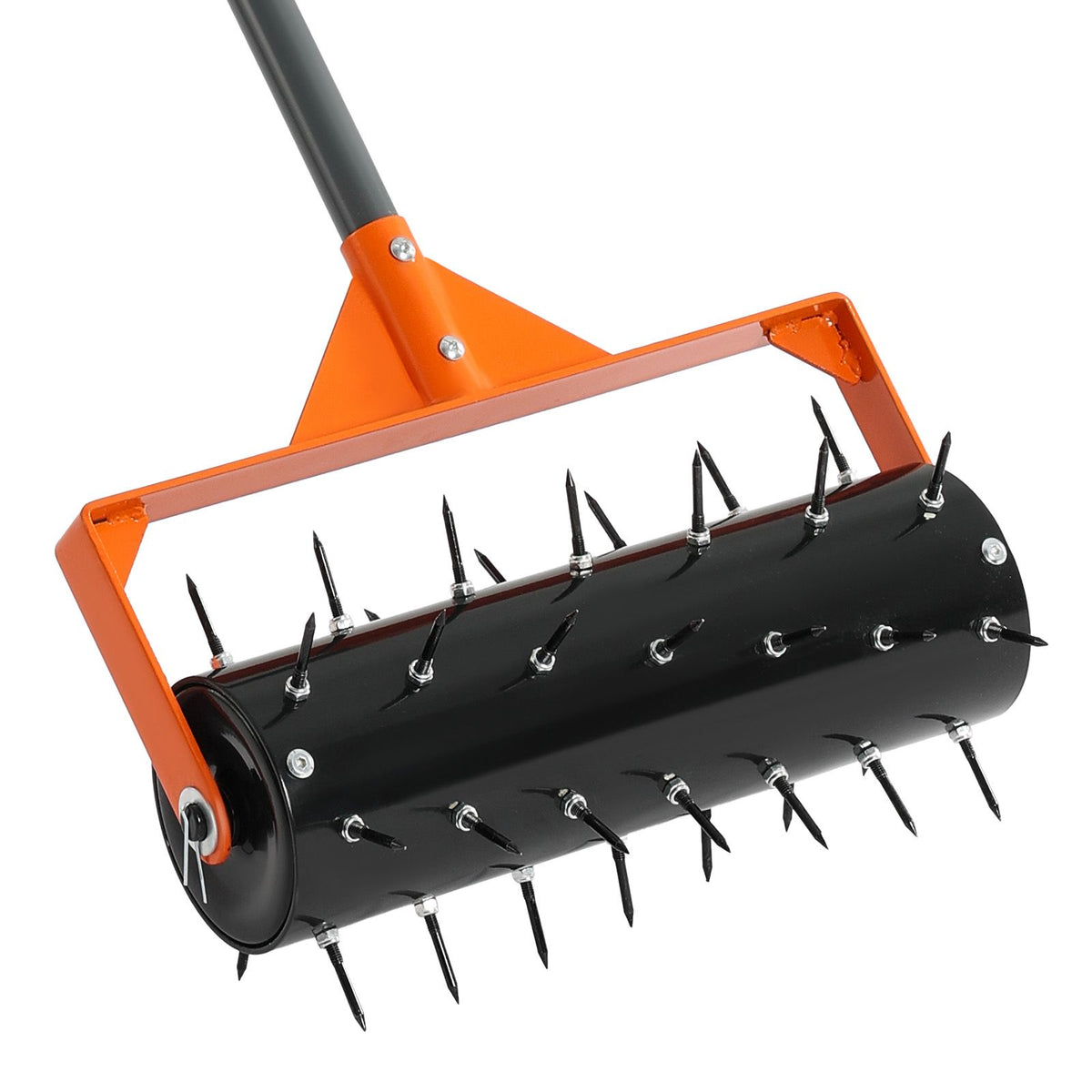 Rolling Lawn Aerator, 410mm Manual Push Aerator Roller with 42 Spikes & 60 in Long Handle, Fillable Drum for Added Weight, Heavy-Duty Lawn Soil Penetrator for Garden Yard Compacted Soils