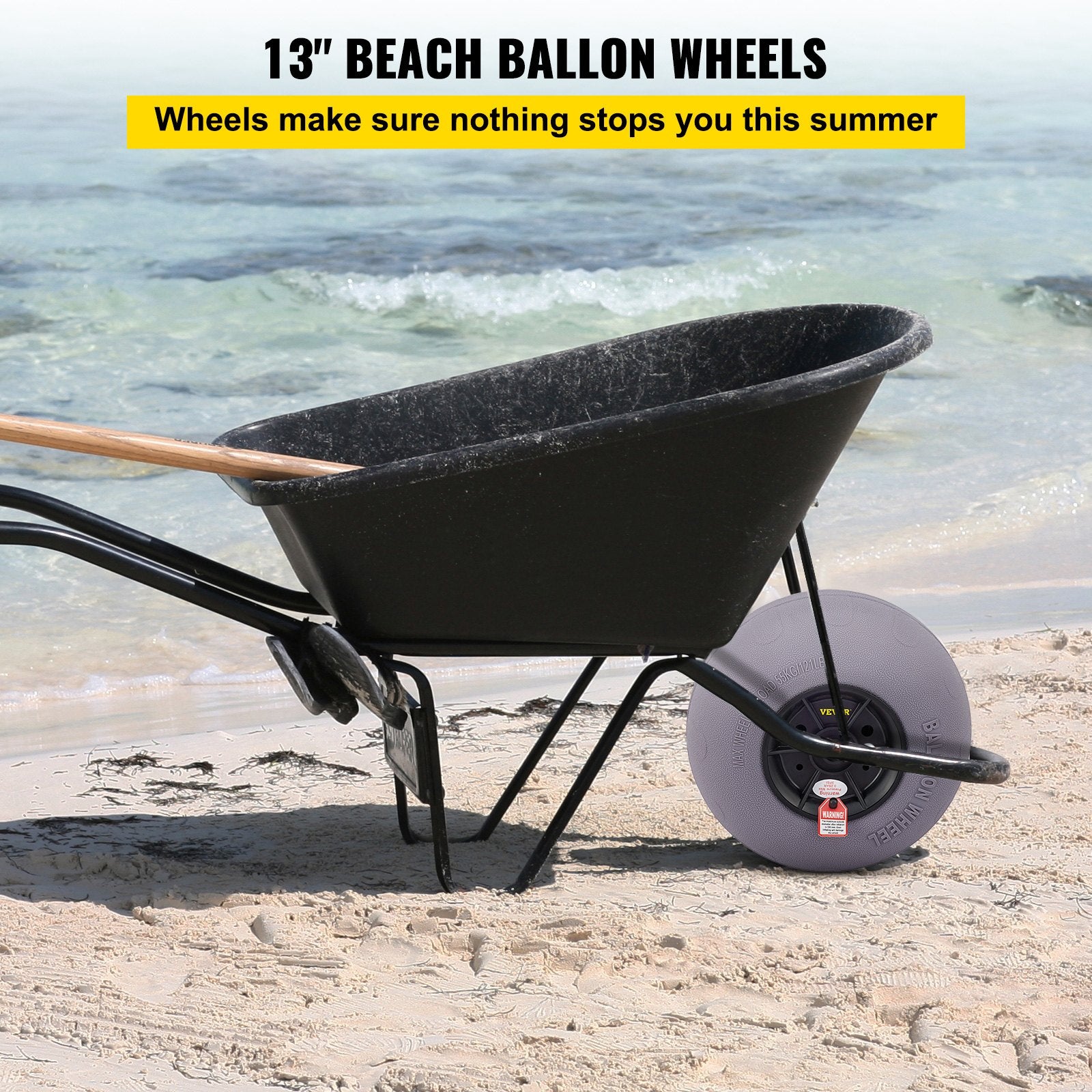 Boating Accessories: VEVOR Balloon Beach Wheels Replacement Beach Tires 13" TPU 121 LBS Load Capacity