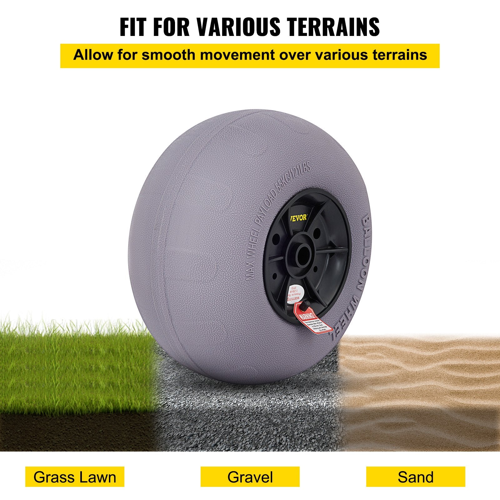 Boating Accessories: VEVOR Balloon Beach Wheels Replacement Beach Tires 13" TPU 121 LBS Load Capacity