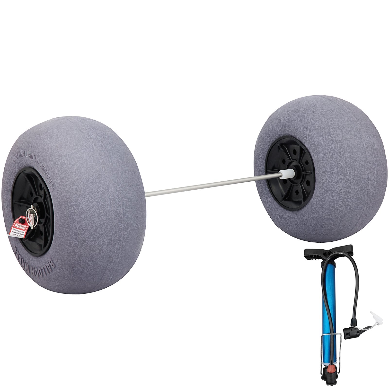 Beach Towels: VEVOR Beach Balloon Wheels, 13" Sand Tires with 32" Stainless Steel Axle, TPU Cart Tires for Kayak Dolly, Canoe Cart and Buggy with Air Pump, 2-Pack