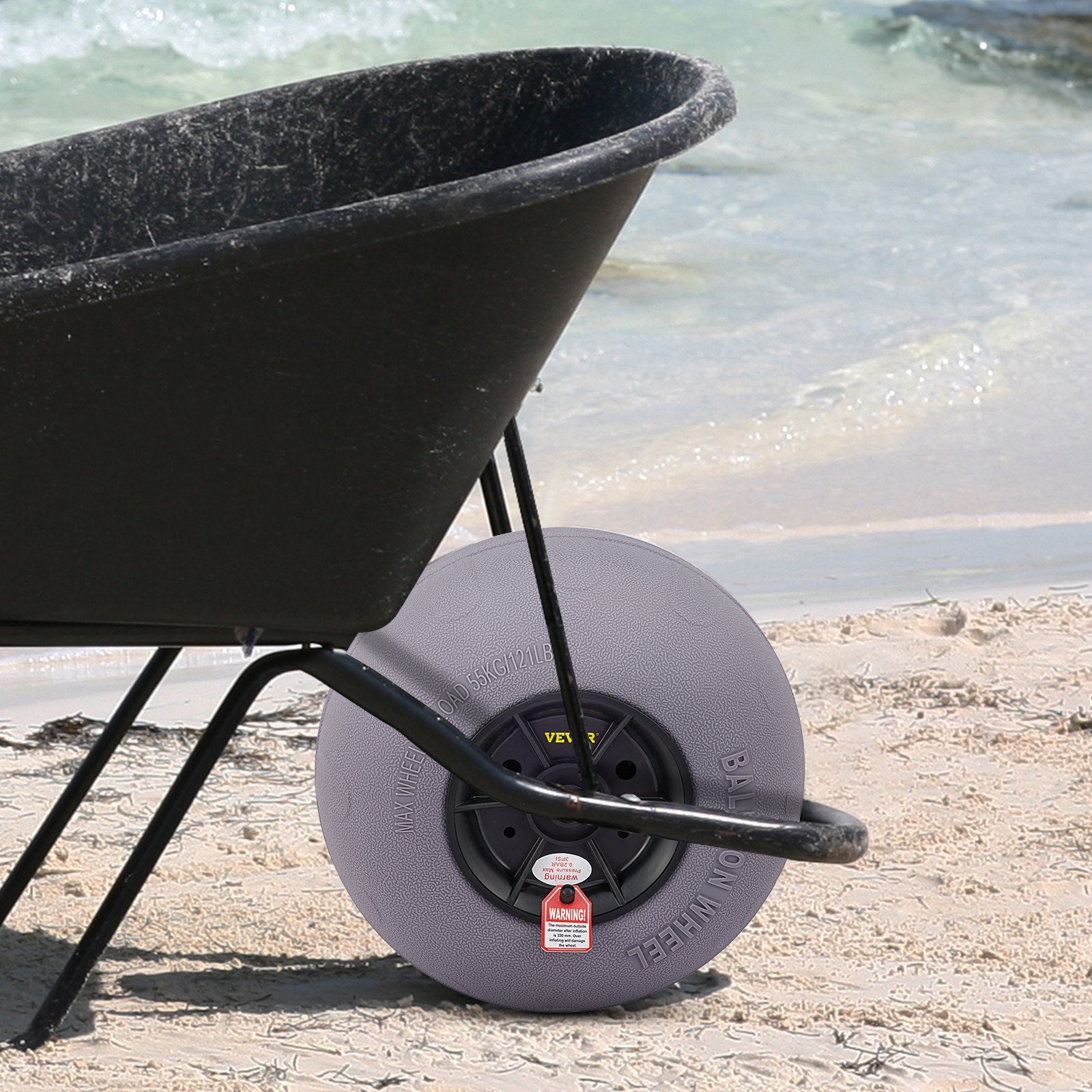Beach Towels: VEVOR Beach Balloon Wheels, 13" Sand Tires with 32" Stainless Steel Axle, TPU Cart Tires for Kayak Dolly, Canoe Cart and Buggy with Air Pump, 2-Pack