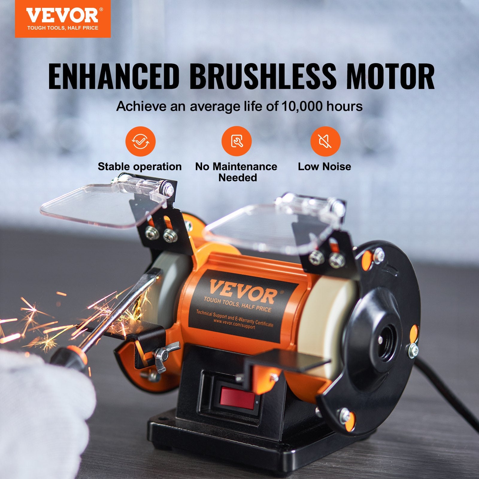 Gardening Tools: VEVOR Jewelry Polisher, Bench Grinder Polishing & Buffing Machine, 3590RPM Bench Lathe Polisher with 1 Wool Wheel & 1 Abrasive Fiber Wheel & 1 Grinding Wheel & 100pcs Tools