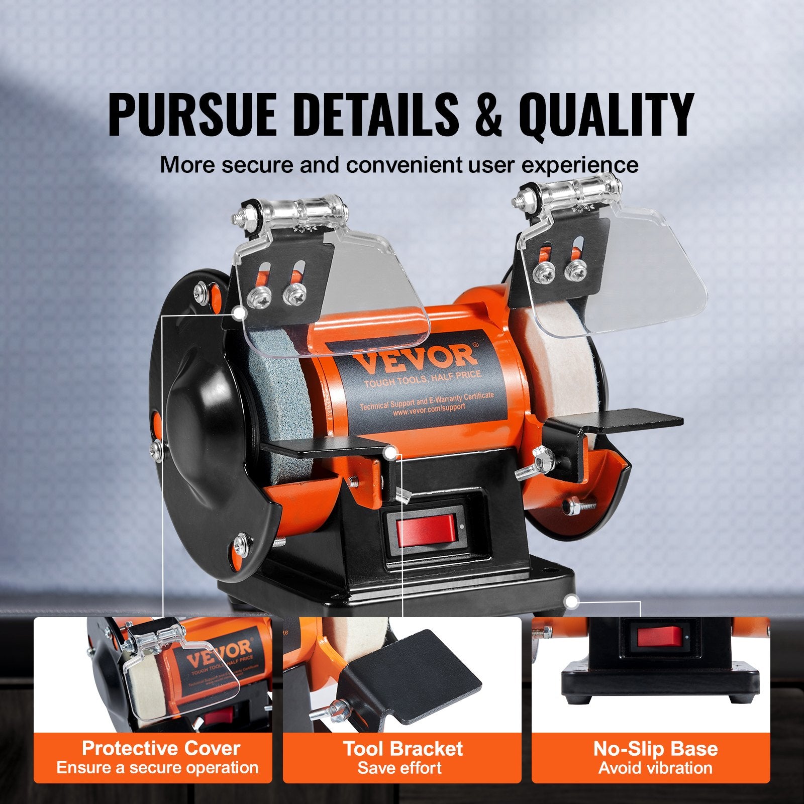 Gardening Tools: VEVOR Jewelry Polisher, Bench Grinder Polishing & Buffing Machine, 3590RPM Bench Lathe Polisher with 1 Wool Wheel & 1 Abrasive Fiber Wheel & 1 Grinding Wheel & 100pcs Tools