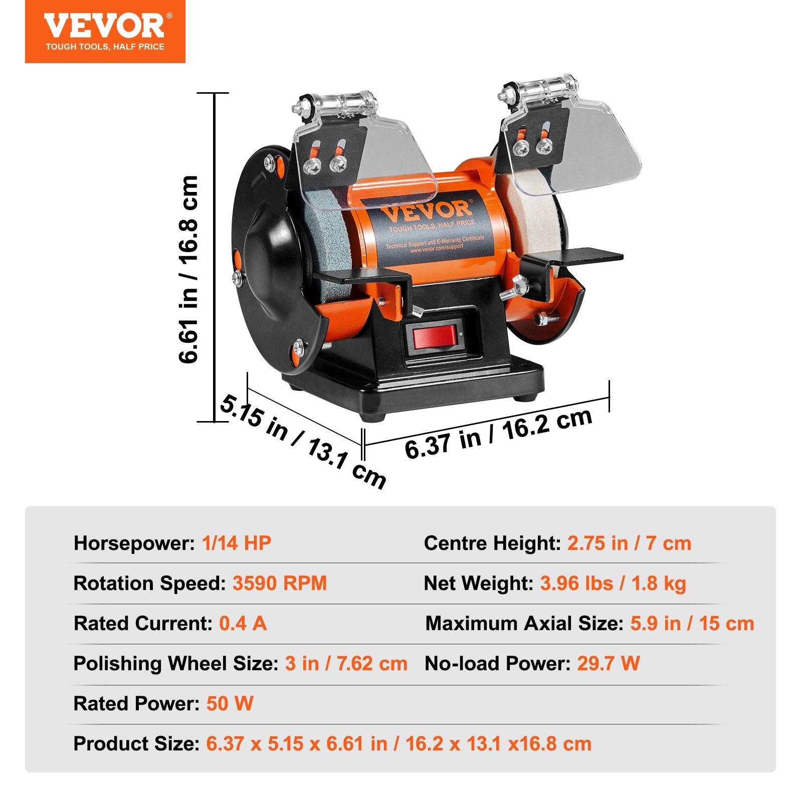 Gardening Tools: VEVOR Jewelry Polisher, Bench Grinder Polishing & Buffing Machine, 3590RPM Bench Lathe Polisher with 1 Wool Wheel & 1 Abrasive Fiber Wheel & 1 Grinding Wheel & 100pcs Tools