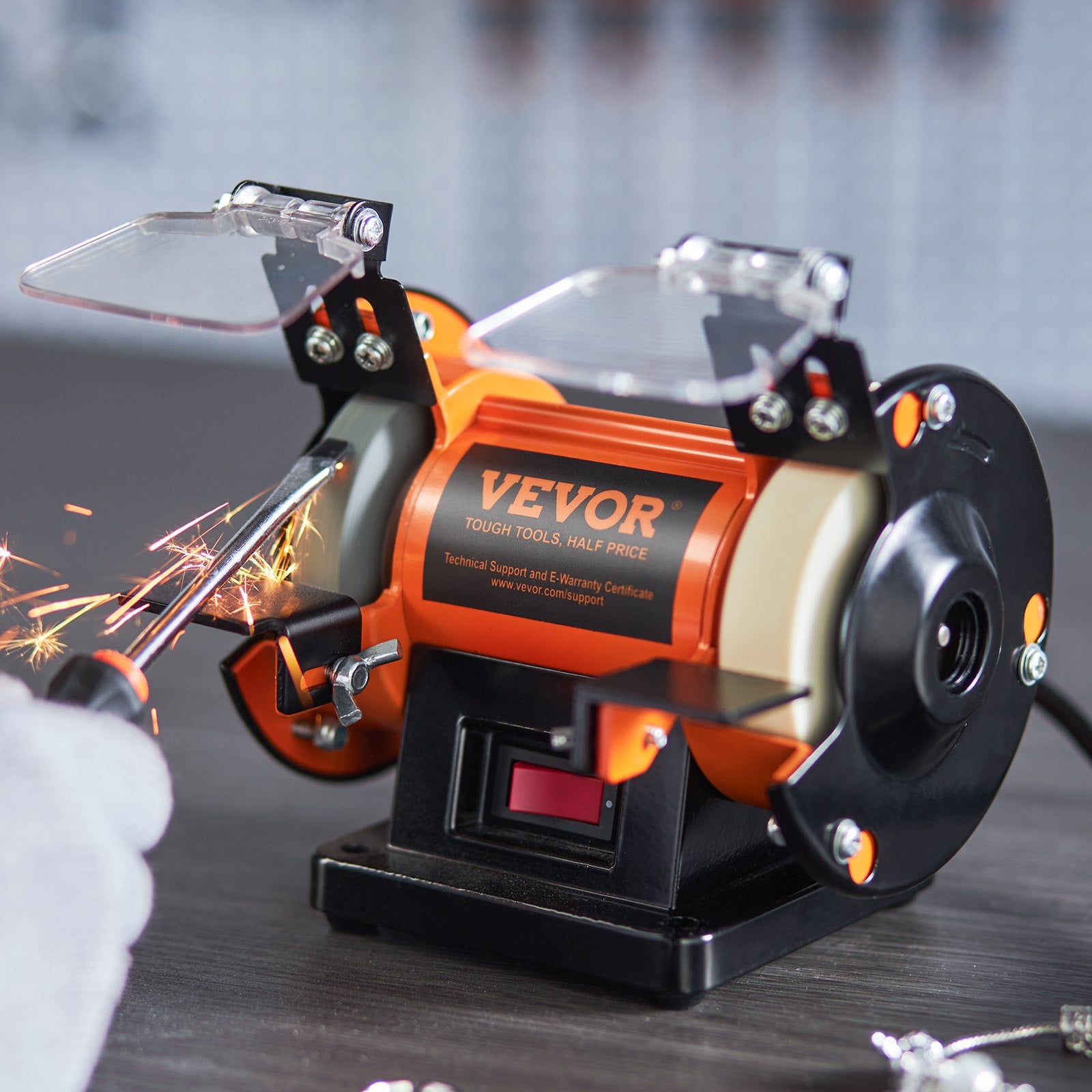Gardening Tools: VEVOR Jewelry Polisher, Bench Grinder Polishing & Buffing Machine, 3590RPM Bench Lathe Polisher with 1 Wool Wheel & 1 Abrasive Fiber Wheel & 1 Grinding Wheel & 100pcs Tools
