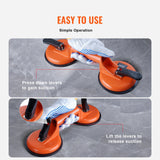 Kitchen & Bathroom DIY: VEVOR Glass Suction Cup, 119 mm 2 Pack 150 kg Load Capacity, Vacuum Suction Cup with Aluminum Handle, Heavy Duty Industrial Suction Cup Lifter Tool for Glass, Granite, Tile, Metal, Wood Panel Lifting