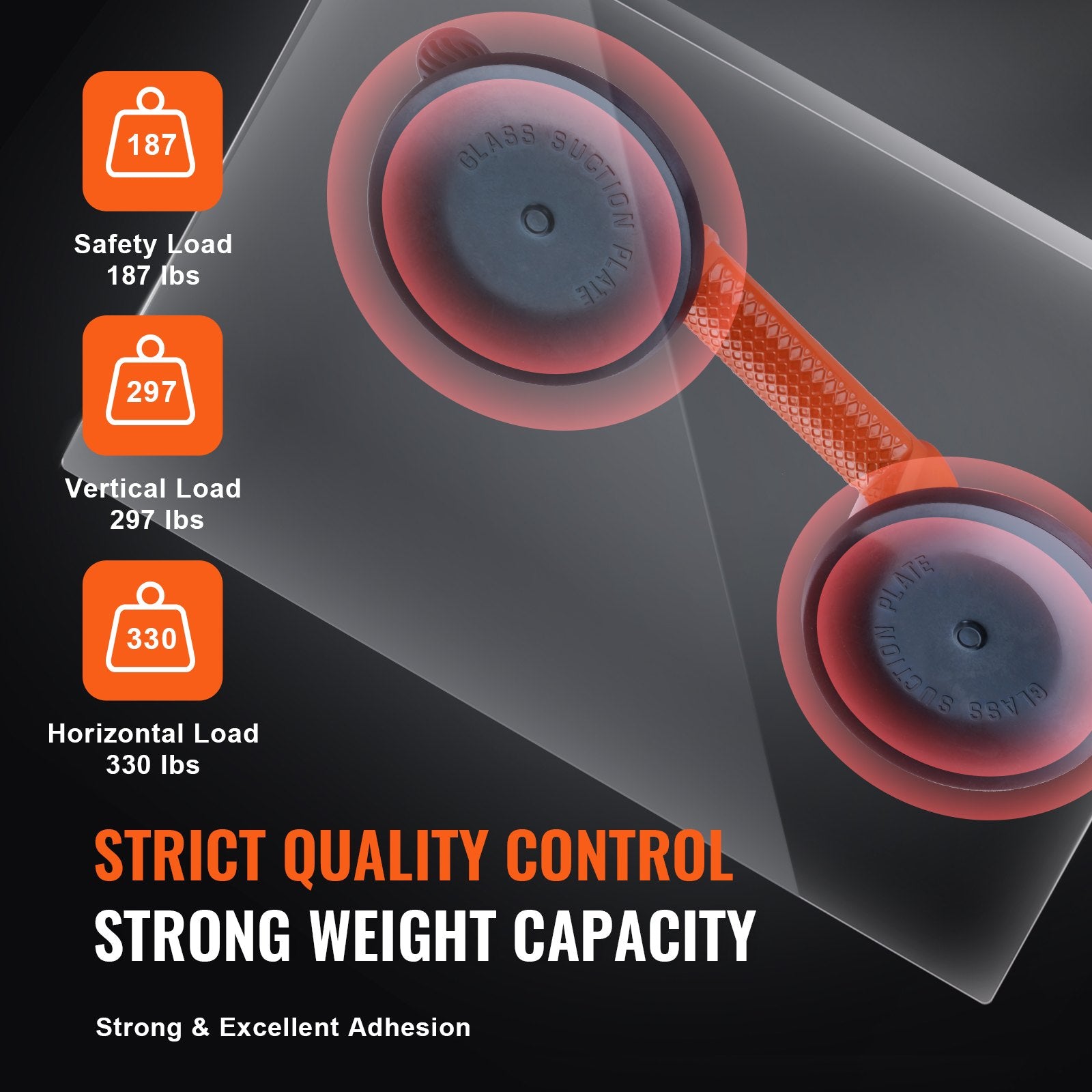 Kitchen & Bathroom DIY: VEVOR Glass Suction Cup, 119 mm 2 Pack 150 kg Load Capacity, Vacuum Suction Cup with Aluminum Handle, Heavy Duty Industrial Suction Cup Lifter Tool for Glass, Granite, Tile, Metal, Wood Panel Lifting