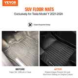 Automotive Decor: VEVOR Automotive Floor Mats Fits for Tesla Model Y 2021-2024 3 pcs TPE Liners