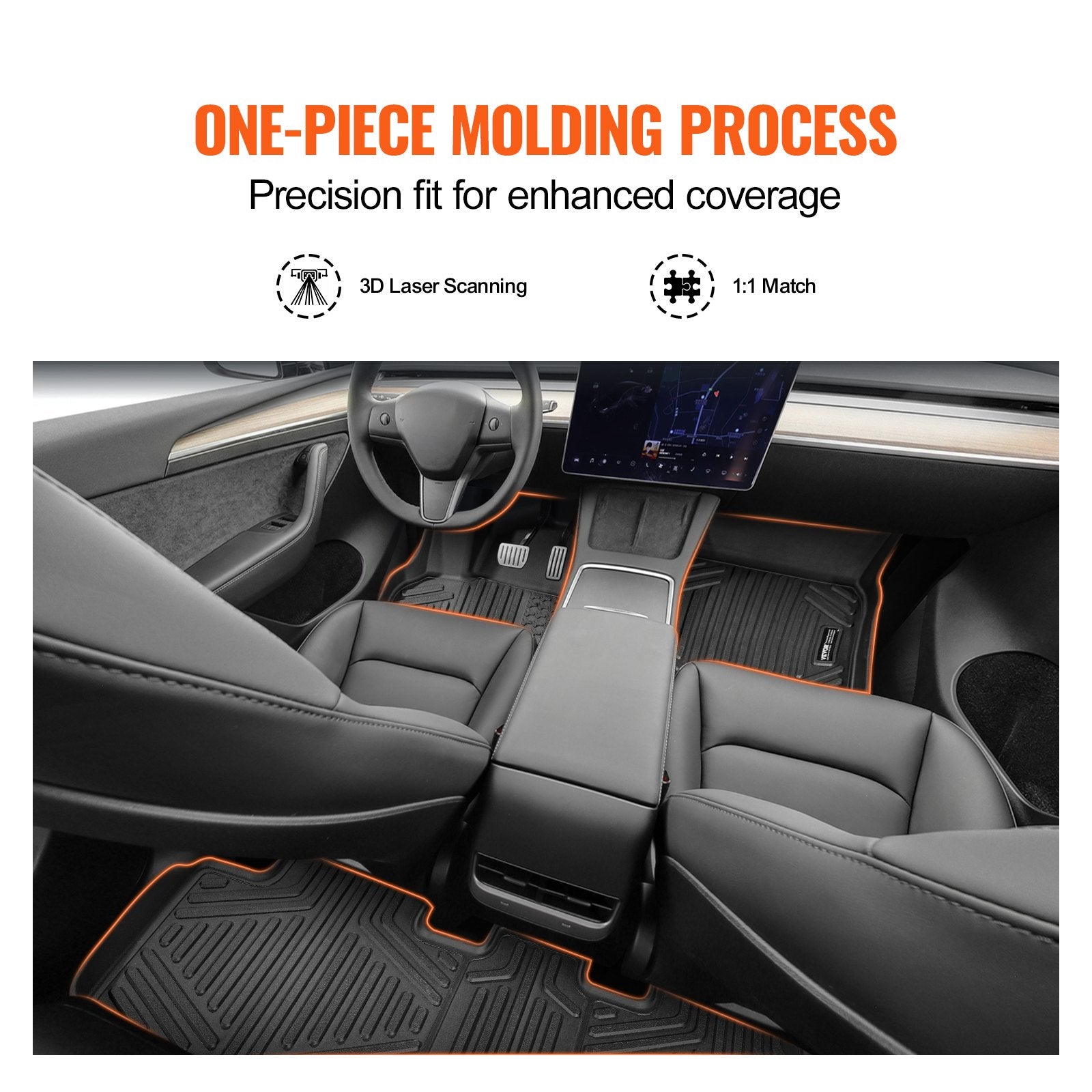 Automotive Decor: VEVOR Automotive Floor Mats Fits for Tesla Model Y 2021-2024 3 pcs TPE Liners