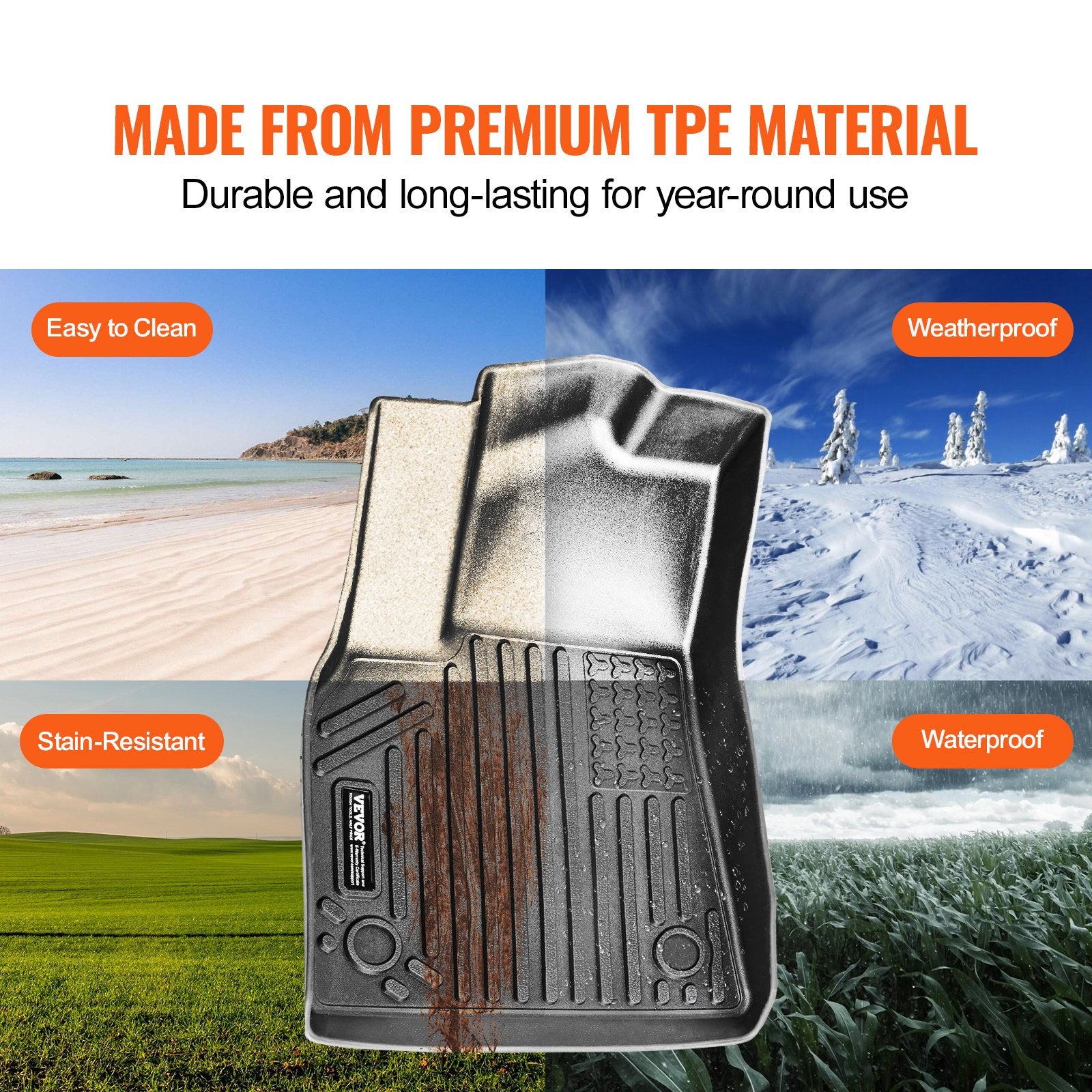 Automotive Decor: VEVOR Automotive Floor Mats Fits for Tesla Model Y 2021-2024 3 pcs TPE Liners