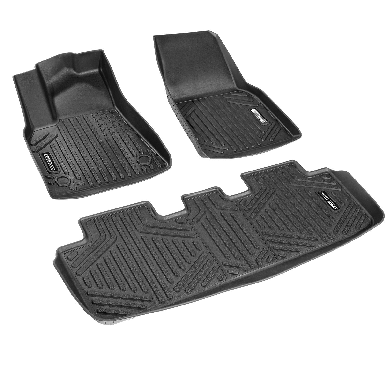 Automotive Decor: VEVOR Automotive Floor Mats Fits for Tesla Model Y 2021-2024 3 pcs TPE Liners