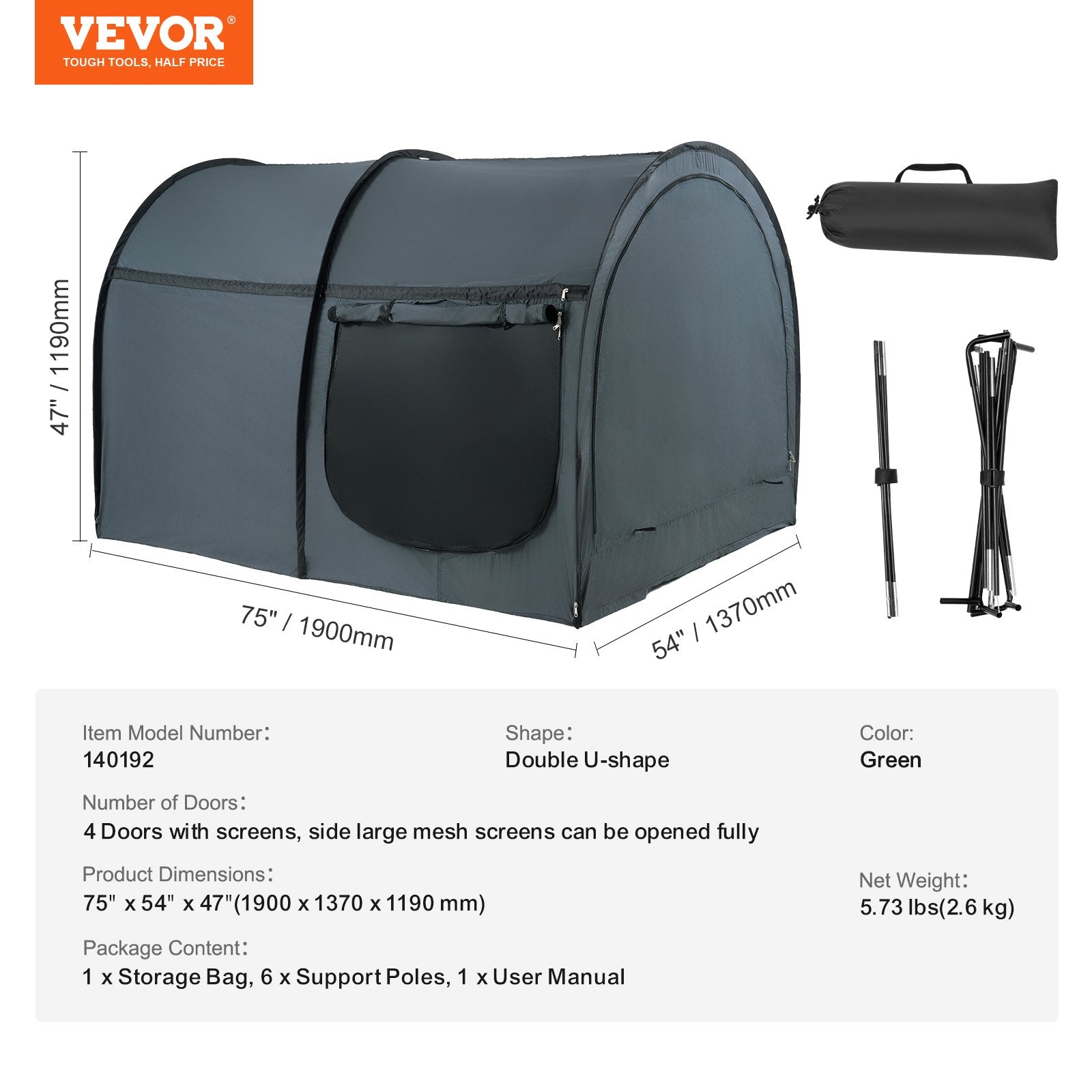 Tents: VEVOR Bed Tent, Pongee Fabric, 4 Doors Breathable Dream Tent with 7 mm Fiber Poles on Bed Privacy, Full Size Block out Light Sleeping Bed Canopy, Fit for Kids Playhouse and Adults Sleeping Tent