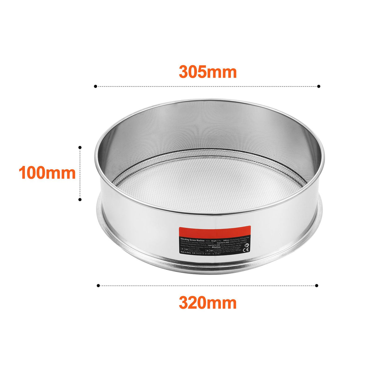 Flour Sieve Fine Mesh, 12 Mesh Flour Sifter, 304 Stainless Steel Fine Mesh Sifter Food-grade, Dia. 12.6" Fine Mesh Strainers for Baking, 5 Sizes Mesh hole for Mungbean, Rice, Flour, Pearl Powder